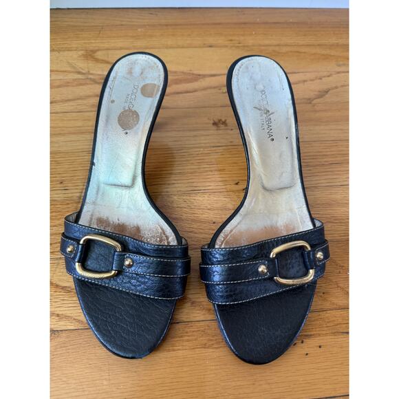 Dolce & Gabbana vintage open toe black kitten heels - size 36 - Picture 1 of 5